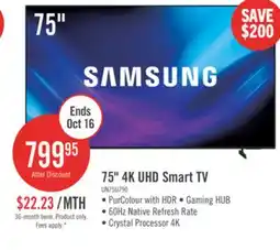 The Brick SAMSUNG 75 U7900F Crystal UHD 4K Smart Tizen OS TV (UN75U7900FFXZC) - 2025 Model offer