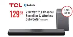 The Brick TCL 2.1 CH Bluetooth Dolby Atmos DTS Virtual:X Soundbar with Wireless Subwoofer (S55H) offer
