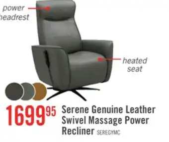 The Brick Serene 31 Genuine Leather Power Reclining Massage Chair with Power Headrest and Heated Seat - Grey offer