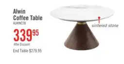 The Brick Alwin 31.5 Modern Round Coffee Table with White Sintered Stone Top - Brown offer