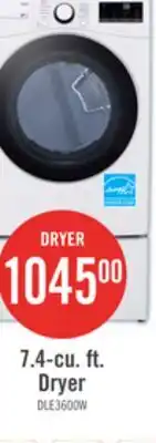 The Brick LG 7.4 Cu. Ft. Smart Electric Dryer - White - Stackable - DLE3600W offer