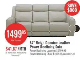 The Brick Reign 87 Top-Grain Genuine Leather Power Reclining Sofa with USB Ports - Deltona Moonshine Taupe offer