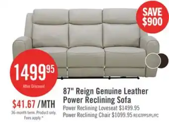 The Brick Reign 87 Top-Grain Genuine Leather Power Reclining Sofa with USB Ports - Deltona Moonshine Taupe offer