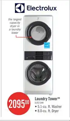 The Brick Electrolux 5.1/8.0 Cu. Ft. Front-Load Laundry Tower - White - ELTE730CAW offer