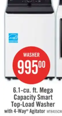 The Brick LG 6.1 Cu. Ft. Smart Top-Load High-Efficiency Washer - White - WT8405CW offer