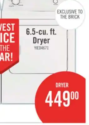 The Brick Inglis 6.5 Cu. Ft. Electric Dryer - White - YIED4671EW offer