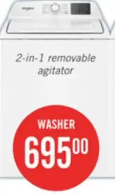 The Brick Whirlpool 4.8 Cu. Ft. Top Load Washer with 2-in-1 Removable Agitator - WTW4107SW offer