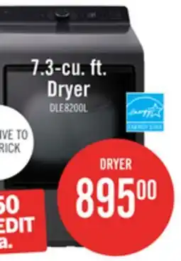The Brick LG 7.3 Cu. Ft. Electric Dryer with AI Sensing and ThinQ - Platinum Black - DLE8200L offer