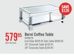 The Brick Berni 47.2 Glam Mirror & Glass Top Coffee Table with Shelf - Silver Metal with Diamond Look Legs offer