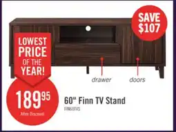 The Brick Finn 60 TV Stand with Storage and Cable Management for TVs up to 65- Dark Walnut offer
