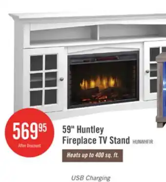 The Brick Huntley 59 Electric Fireplace TV Stand with Storage and Cable Management for TVs up to 65- White offer