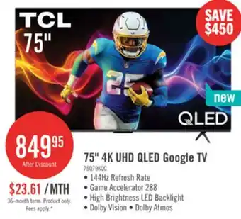 The Brick TCL 75 Q79K QLED 4K UHD Smart Google TV (75Q79K) - 2025 Model offer