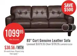 The Brick Curt 85 Genuine Leather Sofa with Button Tufting - Brown offer
