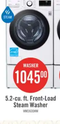 The Brick LG 5.2 Cu. Ft. Smart Front-Load High-Efficiency Steam Washer - White - Stackable - WM3600HWA offer