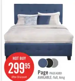 The Brick Page Upholstered Bed in Blue Linen-Look Fabric, Button Tufted - Queen Size offer