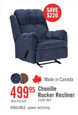 The Brick Made in Canada 35 Chenille Fabric Rocker Reclining Chair - Navy Blue offer