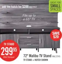 The Brick Malibu 72 Modern TV Stand with Storage and Cable Management for TVs up to 80- Distressed Grey offer