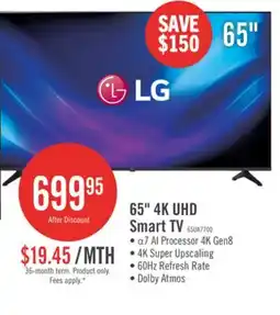 The Brick LG 65 UA77 4K UHD Smart webOS TV (65UA7700PUB.ACCQ) - 2025 Model offer