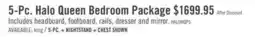 The Brick Halo 5pc Bedroom Set with Bed, Dresser & Mirror, LED, Glam, White - Queen Size offer