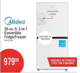 The Brick Midea 20 Cu. Ft. 3-in-1 Convertible Refrigerator-Freezer - White - MRU21C7BWW offer