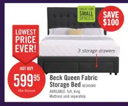 The Brick Beck Upholstered Storage Bed in Dark Grey Fabric, Button Tufted - Queen Size offer