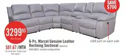 The Brick Marcel 6-Piece Genuine Leather Power Reclining Sectional with Storage Console and USB Port - Grey offer