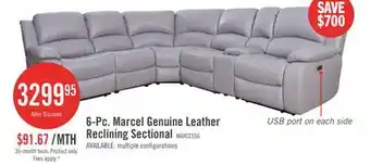 The Brick Marcel 6-Piece Genuine Leather Power Reclining Sectional with Storage Console and USB Port - Grey offer