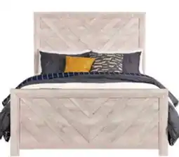 The Brick Lark Panel Bed with Headboard & Frame, Chevron Pattern, Rustic White - Queen Size offer