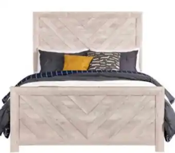 The Brick Lark Panel Bed with Headboard & Frame, Chevron Pattern, Rustic White - Queen Size offer