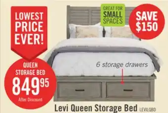 The Brick Levi Platform Storage Bed with Headboard & Frame, Wooden, Drift Grey - Queen Size offer