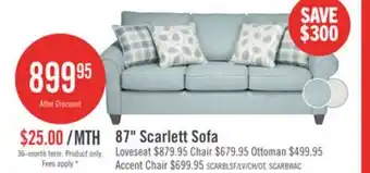The Brick Made in Canada Scarlett 87 Chenille Fabric Sofa with Rolled Arms and Accent Pillows - Marine Blue offer