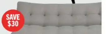 The Brick Avery 81.5 Linen-Look Fabric Klik Klak Futon with Tufting and Two Armrest Pillows - Grey offer