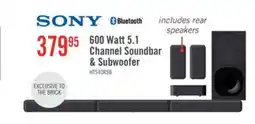 The Brick SONY S40R 5.1 Channel 600W Soundbar with Subwoofer and Wireless Rear Speakers (HTS40R) offer