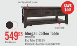 The Brick Morgan 48 Rustic Coffee Table With Storage, Shelf and Casters - Dark Brown with Reclaimed Wood offer
