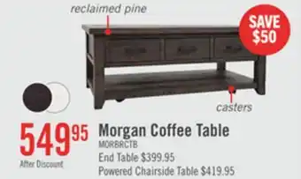 The Brick Morgan 48 Rustic Coffee Table With Storage, Shelf and Casters - Dark Brown with Reclaimed Wood offer