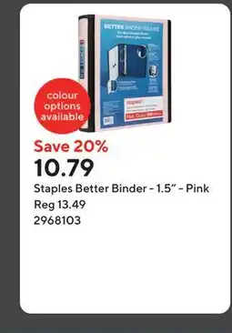 Staples Staples Better Binder - 1.5 - Pink offer