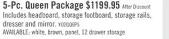 The Brick Yorkdale 5pc Bedroom Set with 6-Drawer Storage Bed, Dresser & Mirror, Grey - Queen Size offer