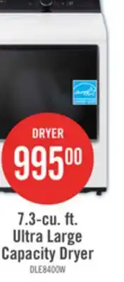 The Brick LG 7.3 Cu. Ft. Electric Dryer - White - DLE8400WE offer