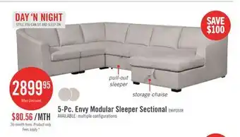 The Brick Envy 5-Piece Right-Facing Chenille Fabric Sleeper Sectional with Storage Chaise - Fog Grey offer