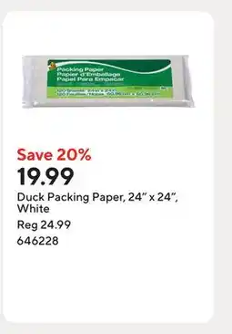 Staples Duck Packing Paper, 24 x 24, White offer