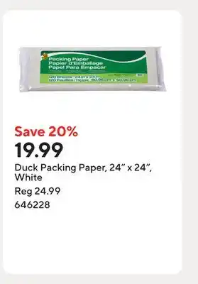 Staples Duck Packing Paper, 24 x 24, White offer