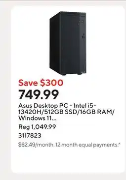 Staples Asus Desktop PC - Intel i5-13420H/512GB SSD/16GB RAM/Windows 11 Home/Grey offer