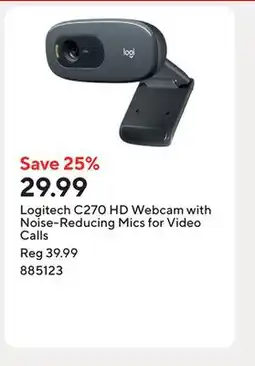 Staples Logitech C270 HD Webcam with Noise-Reducing Mics for Video Calls offer
