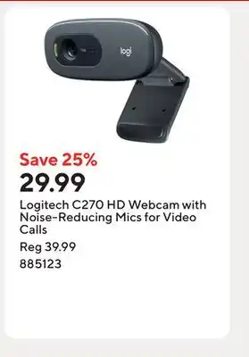 Staples Logitech C270 HD Webcam with Noise-Reducing Mics for Video Calls offer