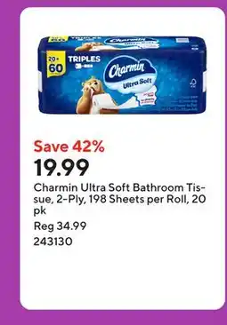 Staples Charmin Ultra Soft Bathroom Tissue, 2-Ply, 198 Sheets per Roll, 20 pk offer