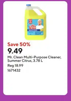 Staples Mr. Clean Multi-Purpose Cleaner, Summer Citrus, 3.78 L offer