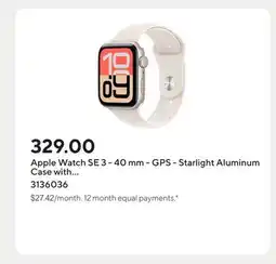 Staples Apple Watch SE 3 - 40 mm - GPS - Starlight Aluminum Case with Starlight Sport Band - S/M offer