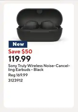 Staples Sony Truly Wireless Noise-Cancelling Earbuds - Black offer