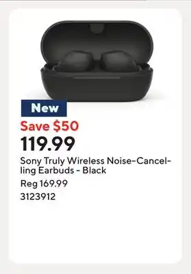 Staples Sony Truly Wireless Noise-Cancelling Earbuds - Black offer