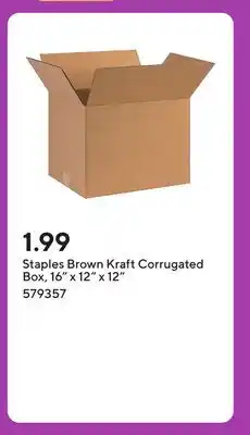 Staples Staples Brown Kraft Corrugated Box, 16 x 12 x 12 offer